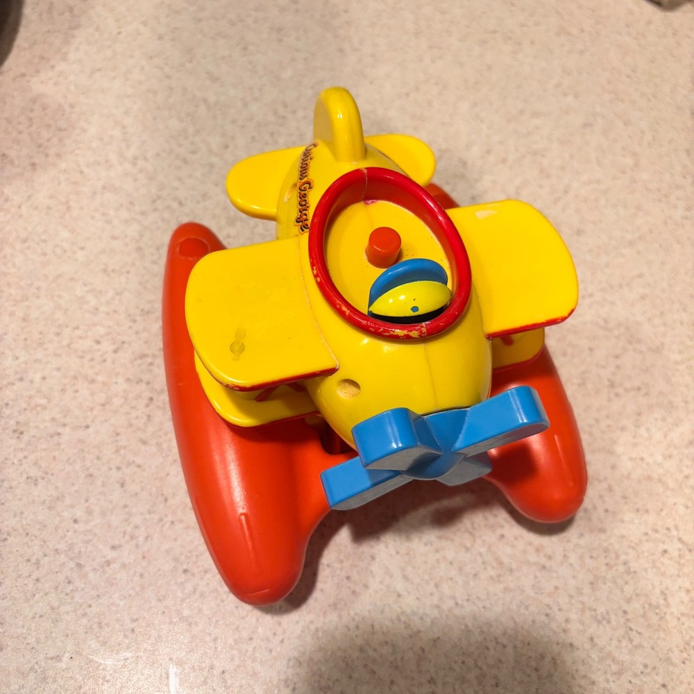 Marvel‎ Toys Curious George Yellow Sea Plane Biplane 2006 Rolling Toy 6.5 Inch